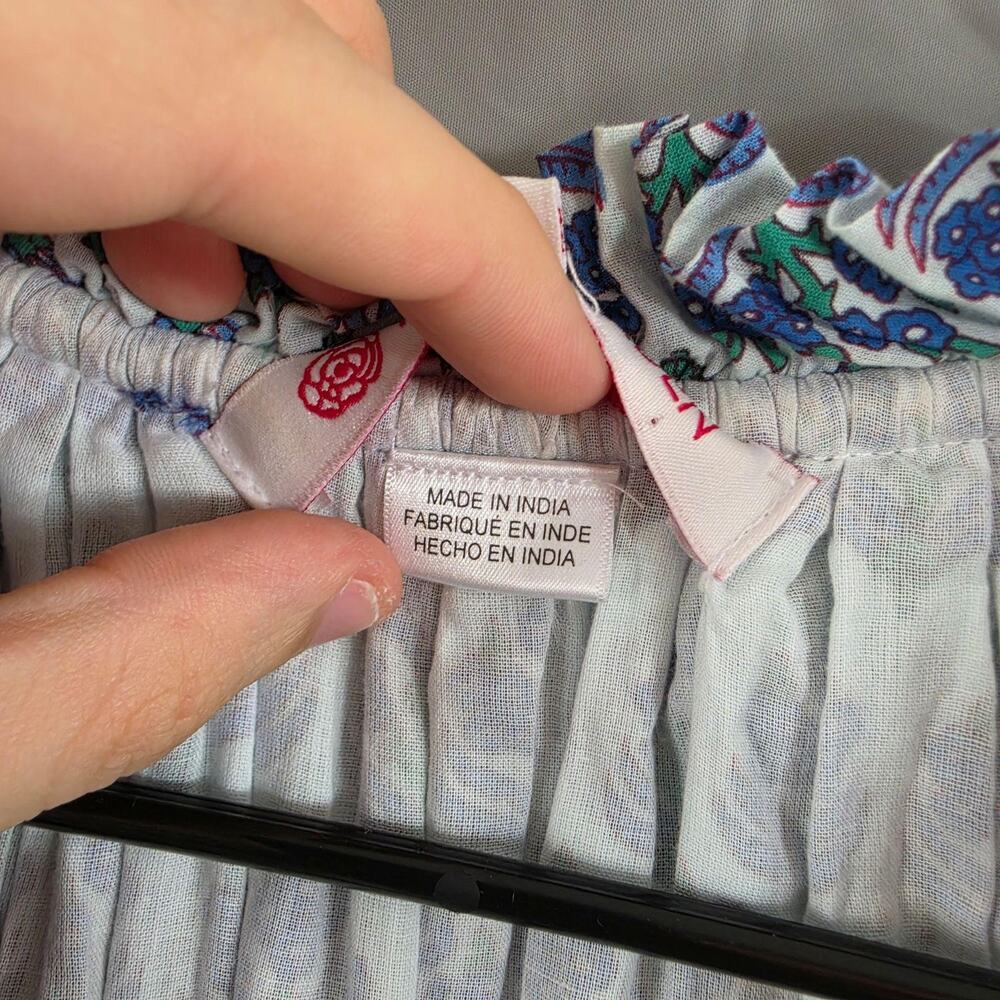 Ros Garden Dress Medium Sofia Tiered Maxi Blue Floral Boho Resort Summer Vacatio - Picture 10 of 14